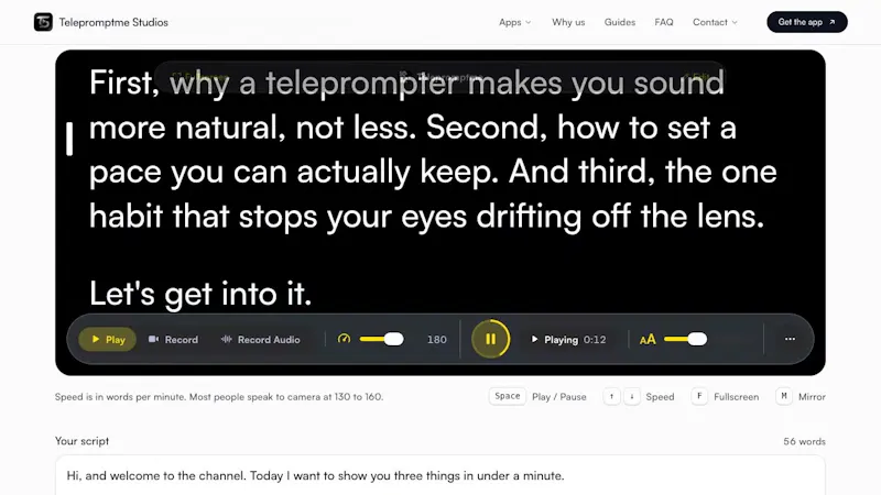 Telepromptme Online Teleprompter screenshot 1 (video preview)