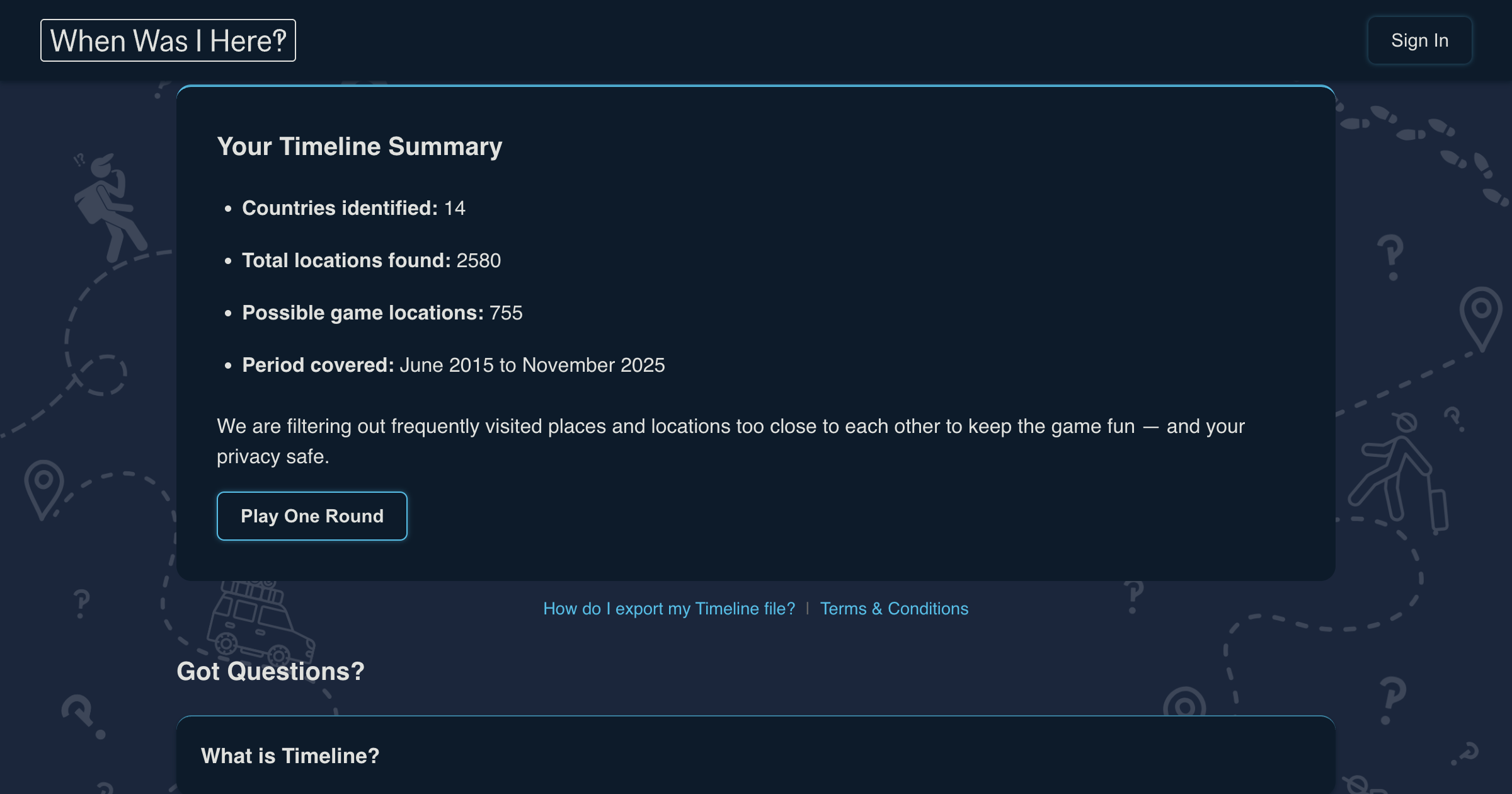When Was I Here‽ - Screenshot 2 showing product features and functionality
