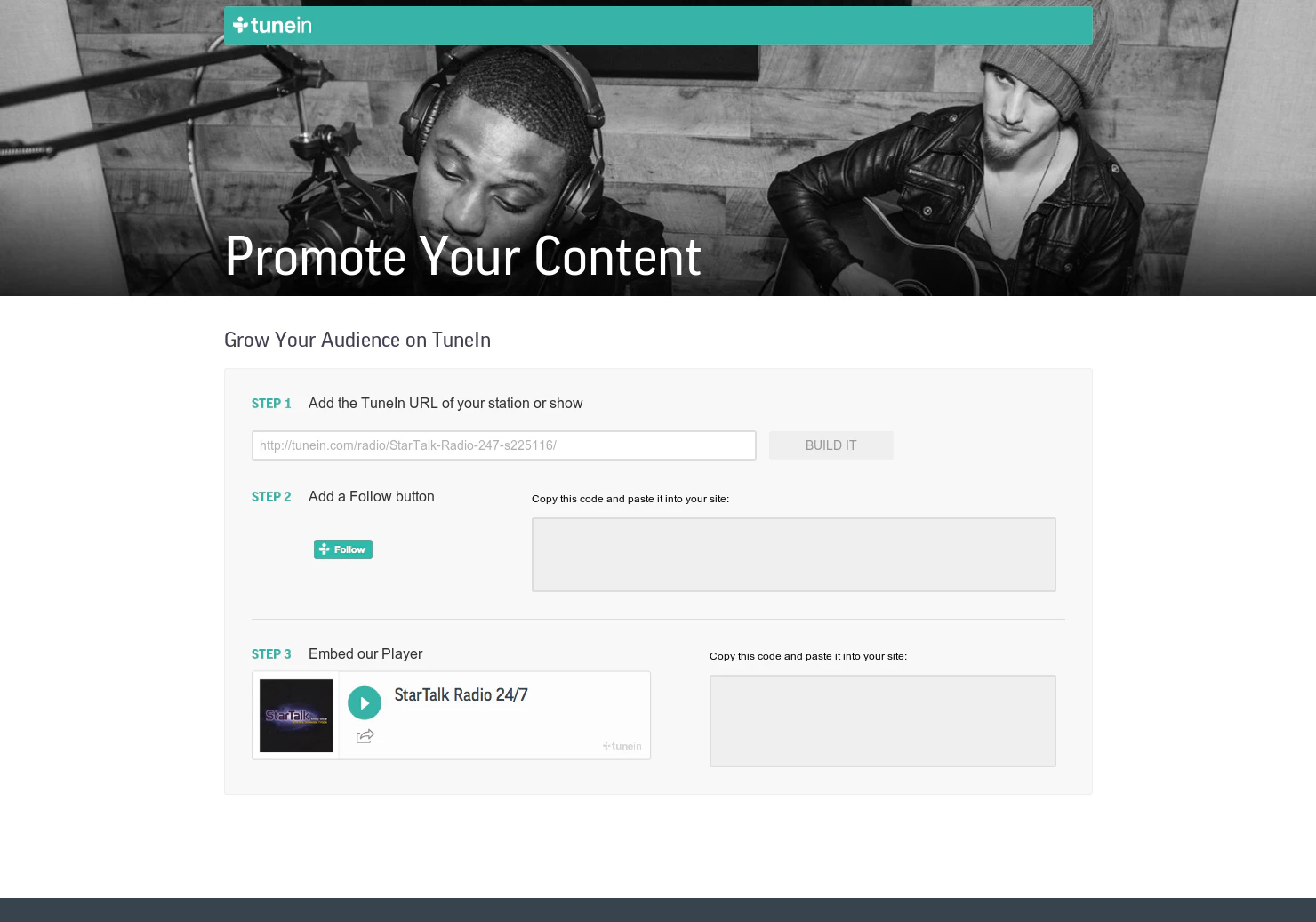 TuneIn - Embedded Player