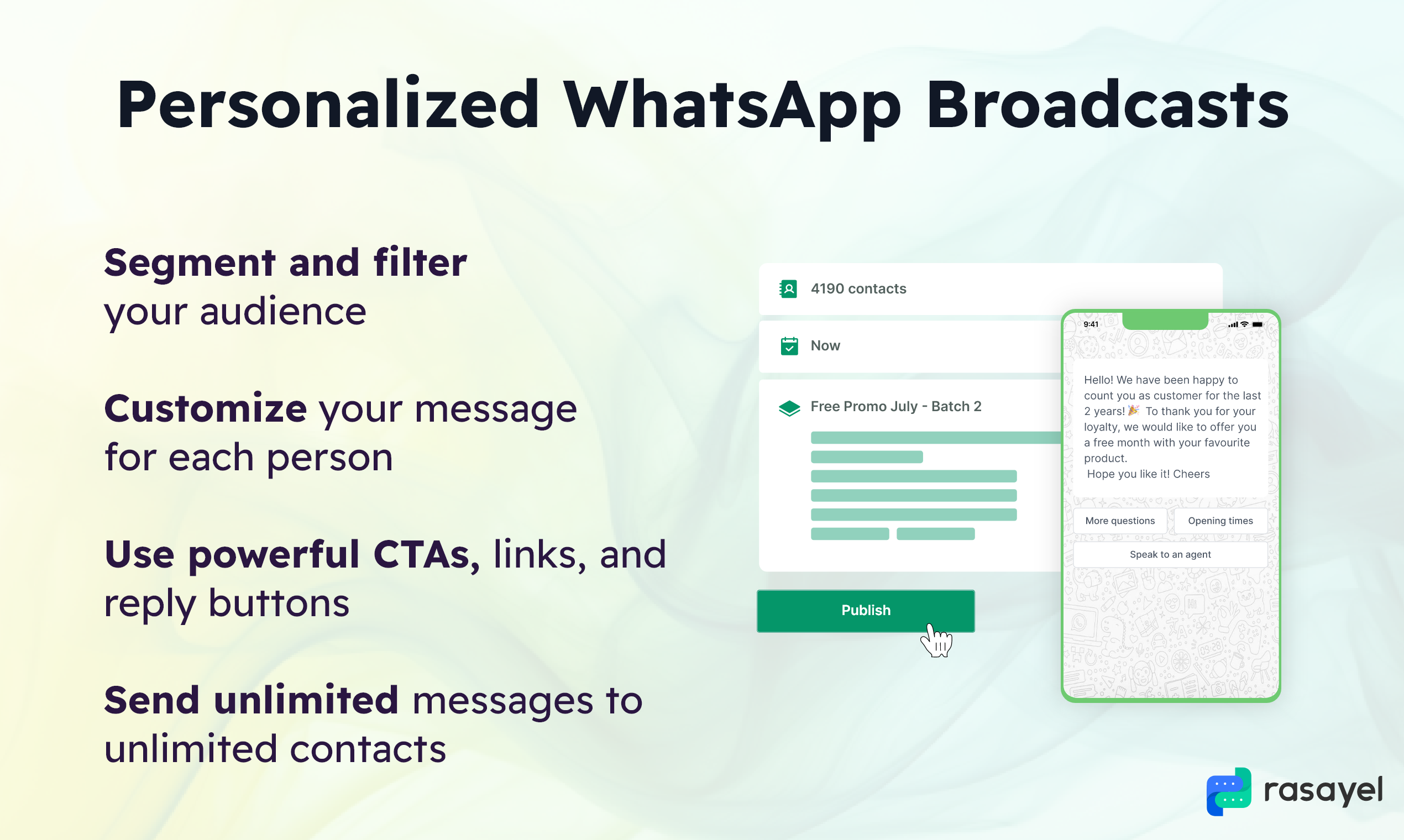 Расаэль - WhatsApp Business Message, автоматизация, чатбот и трансляция медиа 7