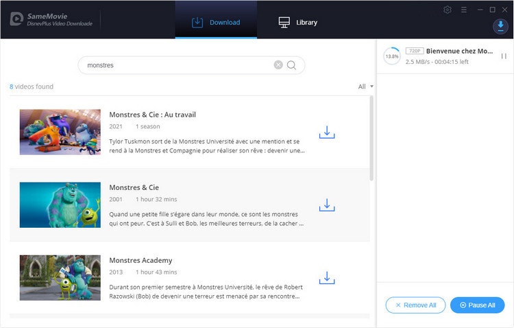 Samemovie Disneyplus Video Downloader - เครื่องมือดาวน์โหลดวิดีโอที่ยิ่งใหญ่ที่สุดสำหรับ Disney Plus media 4