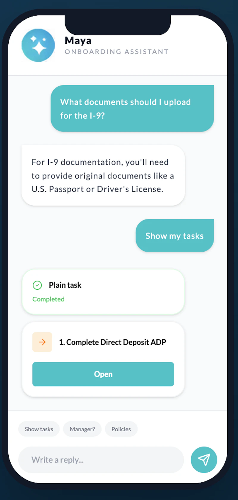 Maya AI Onboarding Agent by HR Cloud screenshot 4