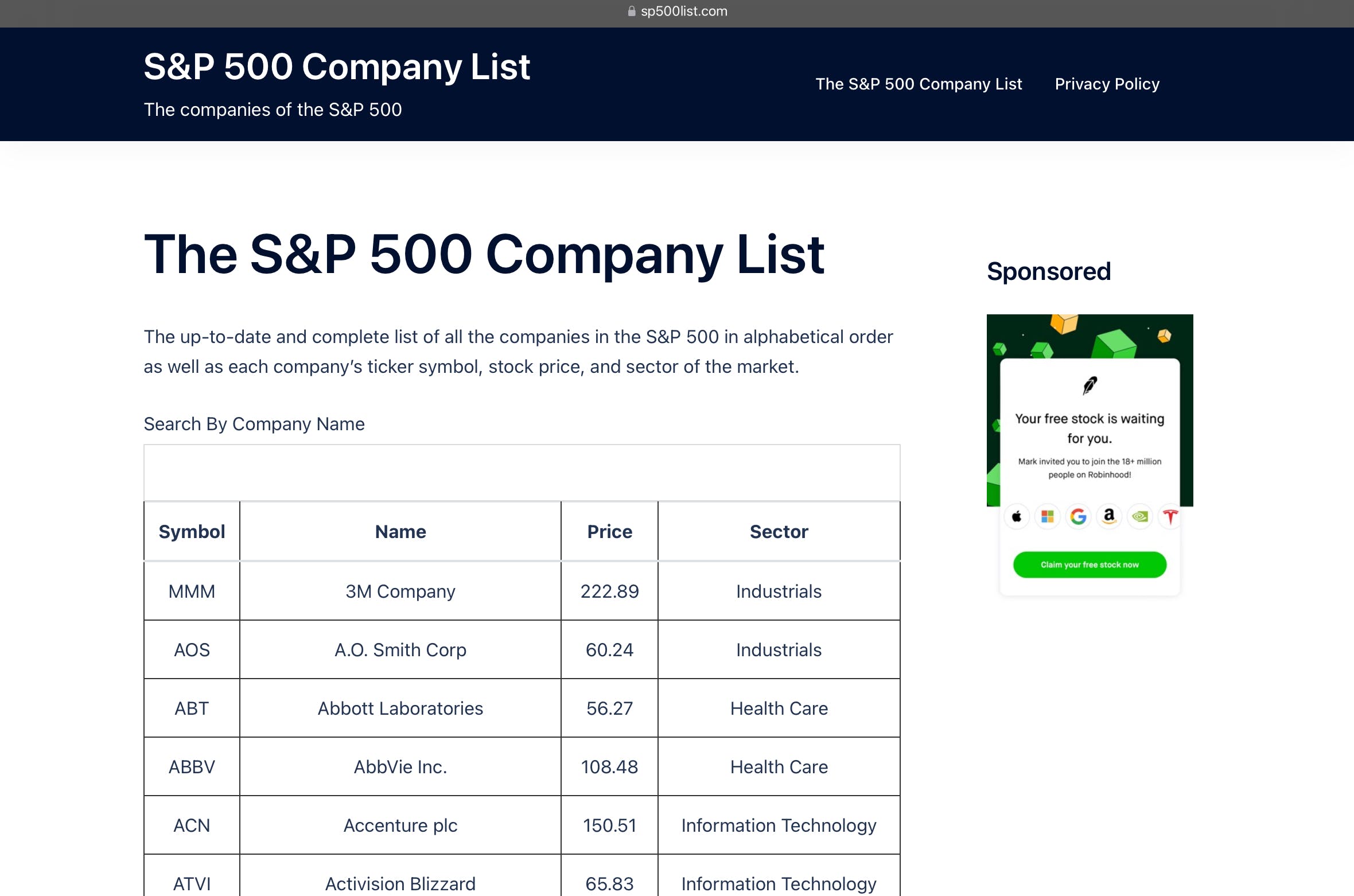 S&P 500 Company List media 1