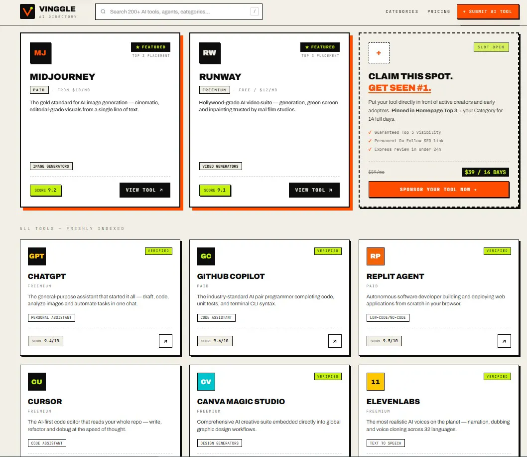 Vinggle - Curated AI Tools Directory gallery image