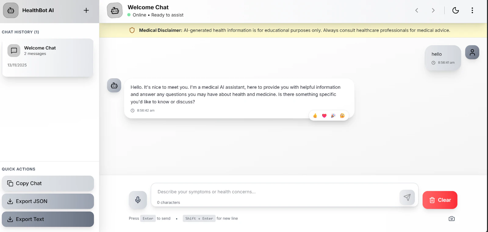 Symptom Checker Chatbot screenshot 3
