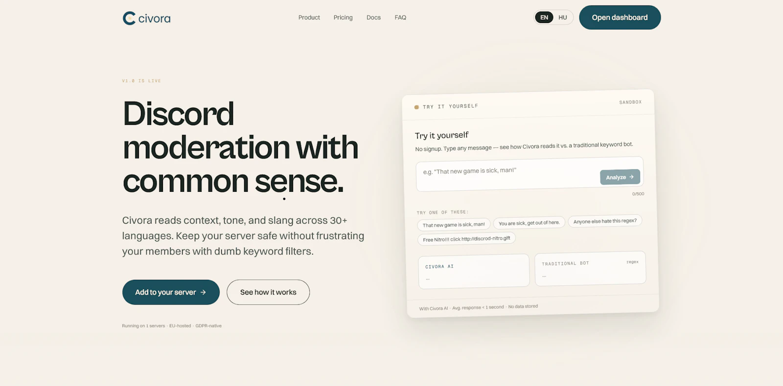 Civora — Discord moderation with AI screenshot 1