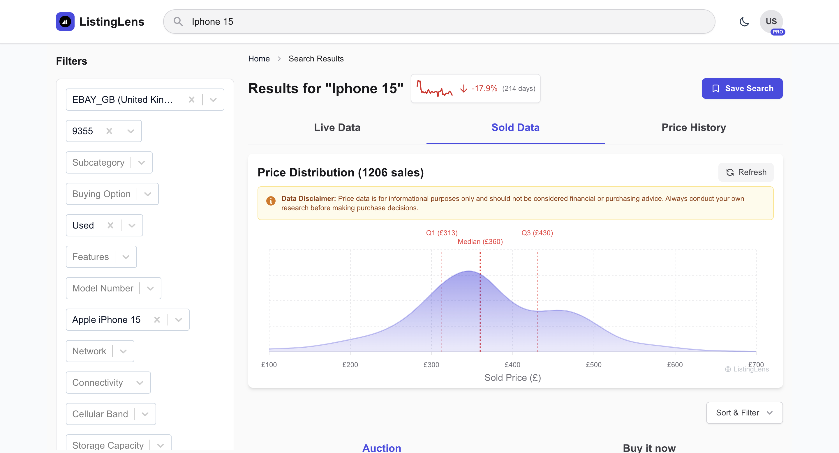 ListingLens - Real-time eBay Price Intel gallery image