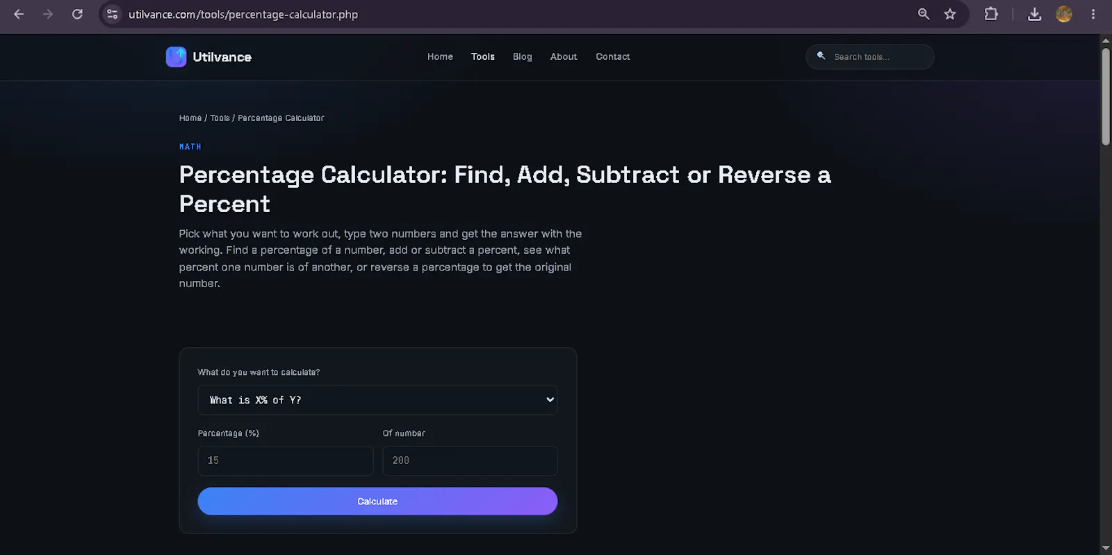 Utilvance Percentage Calculator screenshot 1