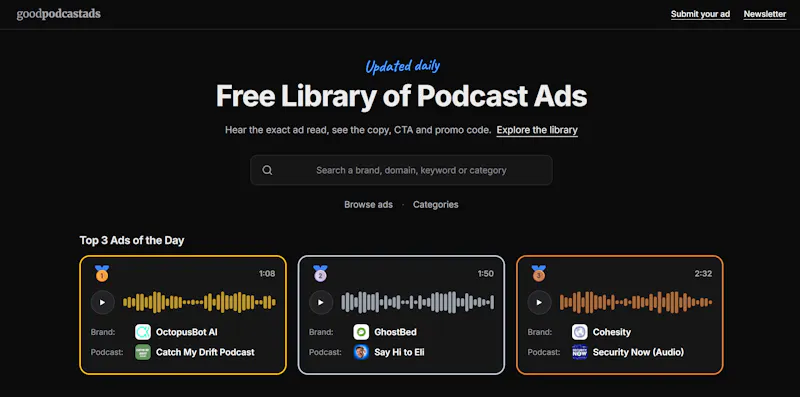 Podcast Ad Library screenshot 1
