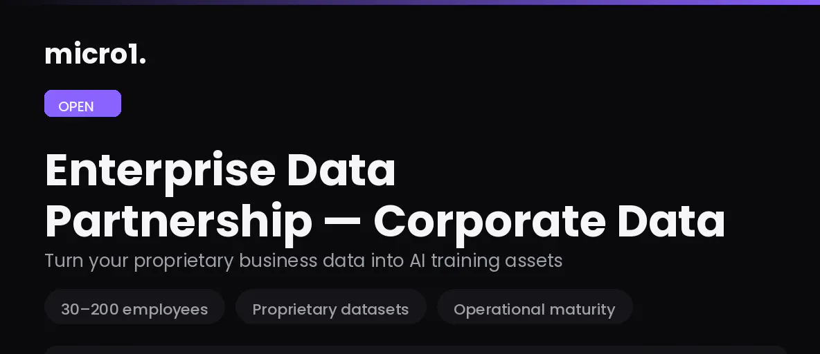 Micro1 Enterprise Data Partnership gallery image