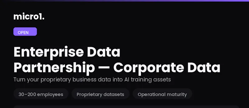 Micro1 Enterprise Data Partnership screenshot 2