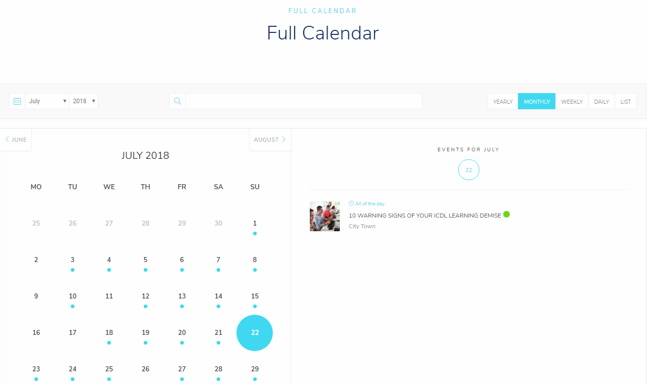 Modern Events Calendar gallery image
