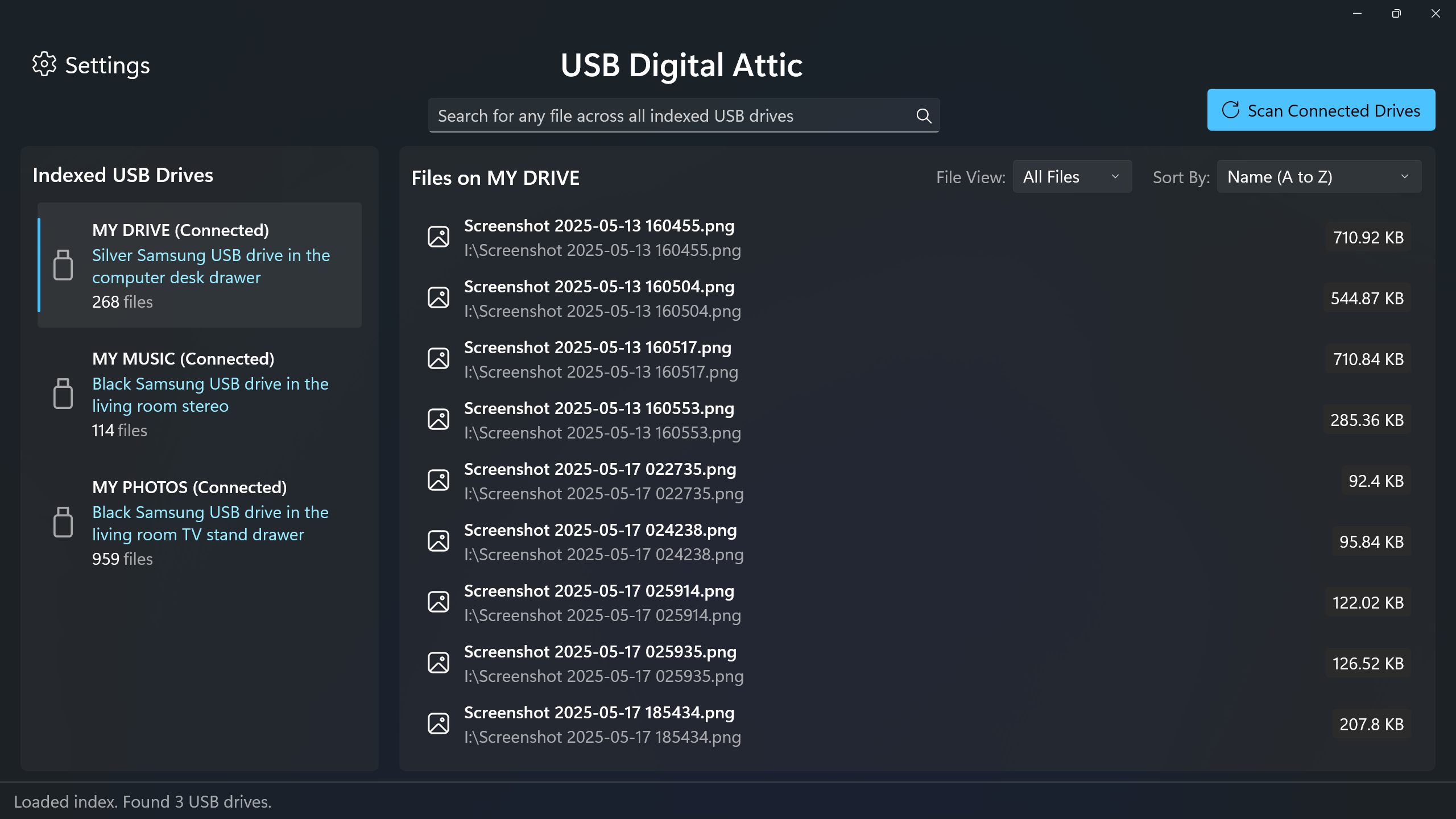 USB Digital Attic: Search Unplugged - Main product screenshot demonstrating key features and user interface