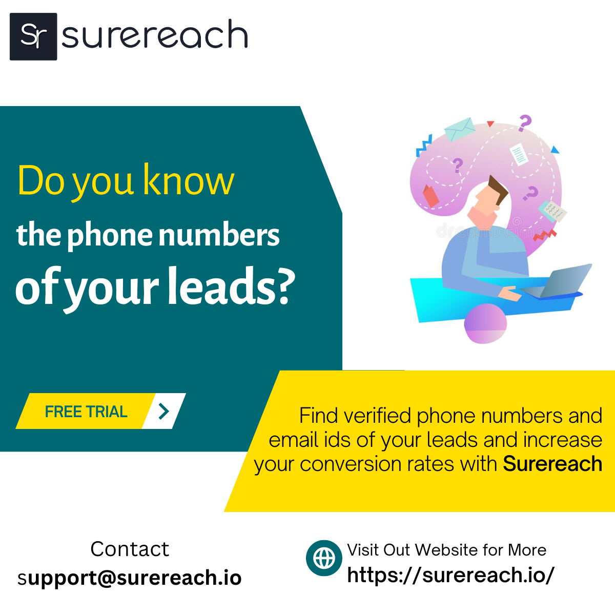 Surereseach - Encuentre números de teléfono e ID de correo electrónico de clientes potenciales en un clic media 2
