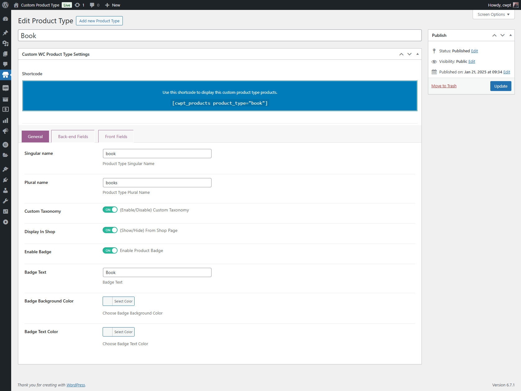 ประเภทผลิตภัณฑ์ที่กำหนดเองสำหรับ WooCommerce Pro media 4