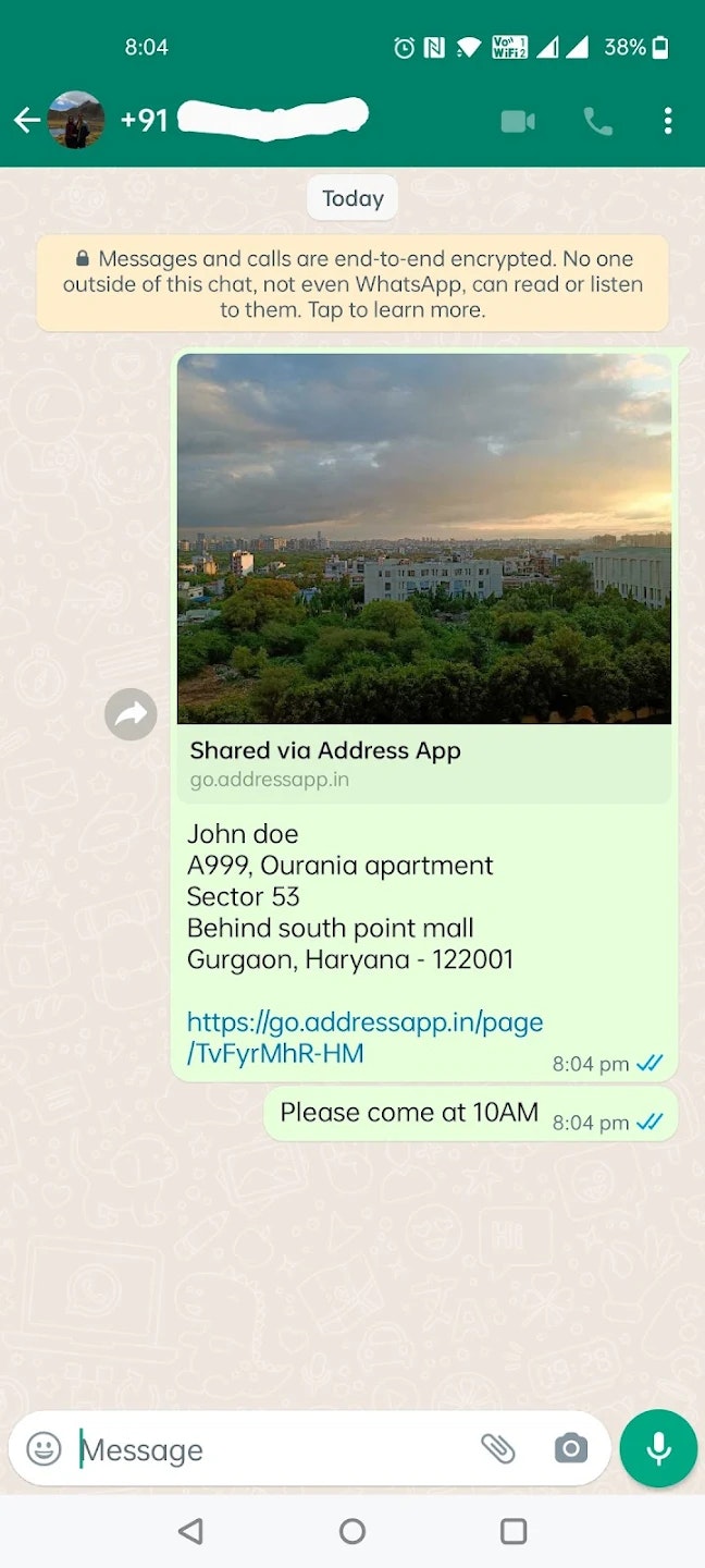 Media Alamat aplikasi - Kongsi Alamat melalui WhatsApp, SMS dll tanpa menyimpan nombor pH 4