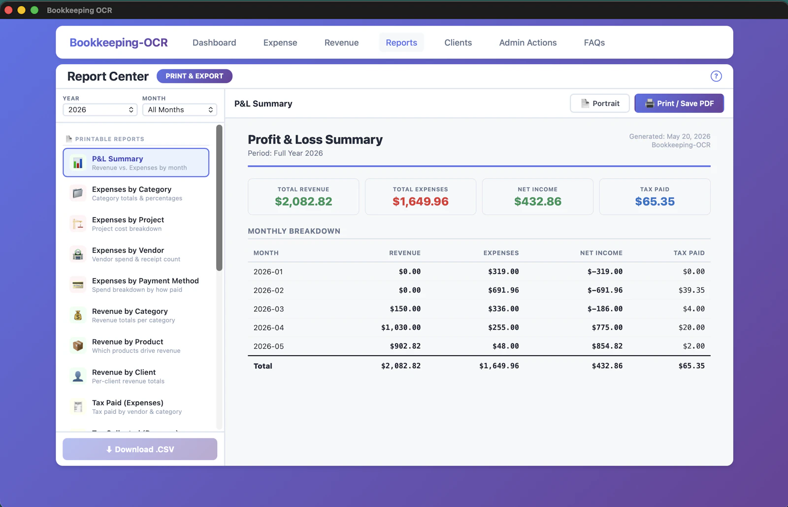 Bookkeeping-OCR screenshot 5