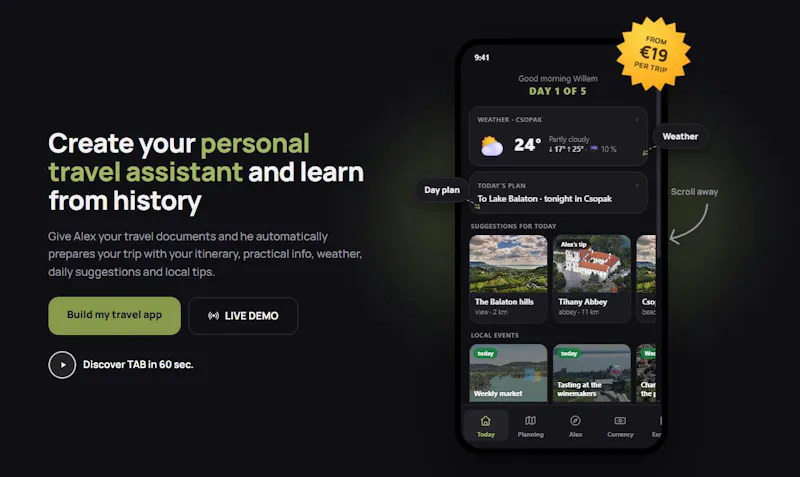 TravelAppBuilder screenshot 2