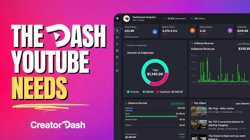 وسائط منشئ داش - أداة التحليلات والتمويل الكل في واحد لصالح YouTubers 2