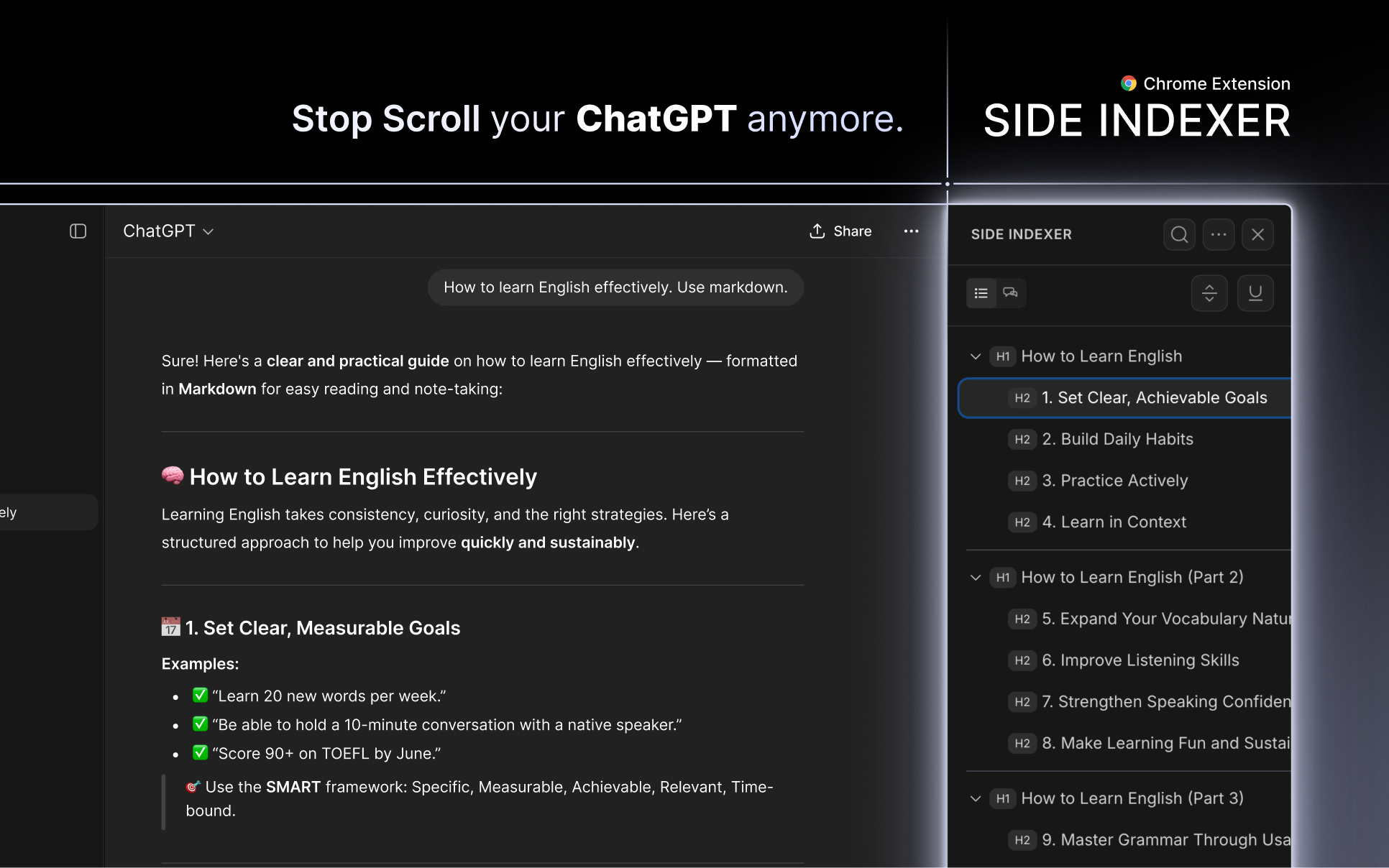 SIDE INDEXER - Main screenshot showing features and interface