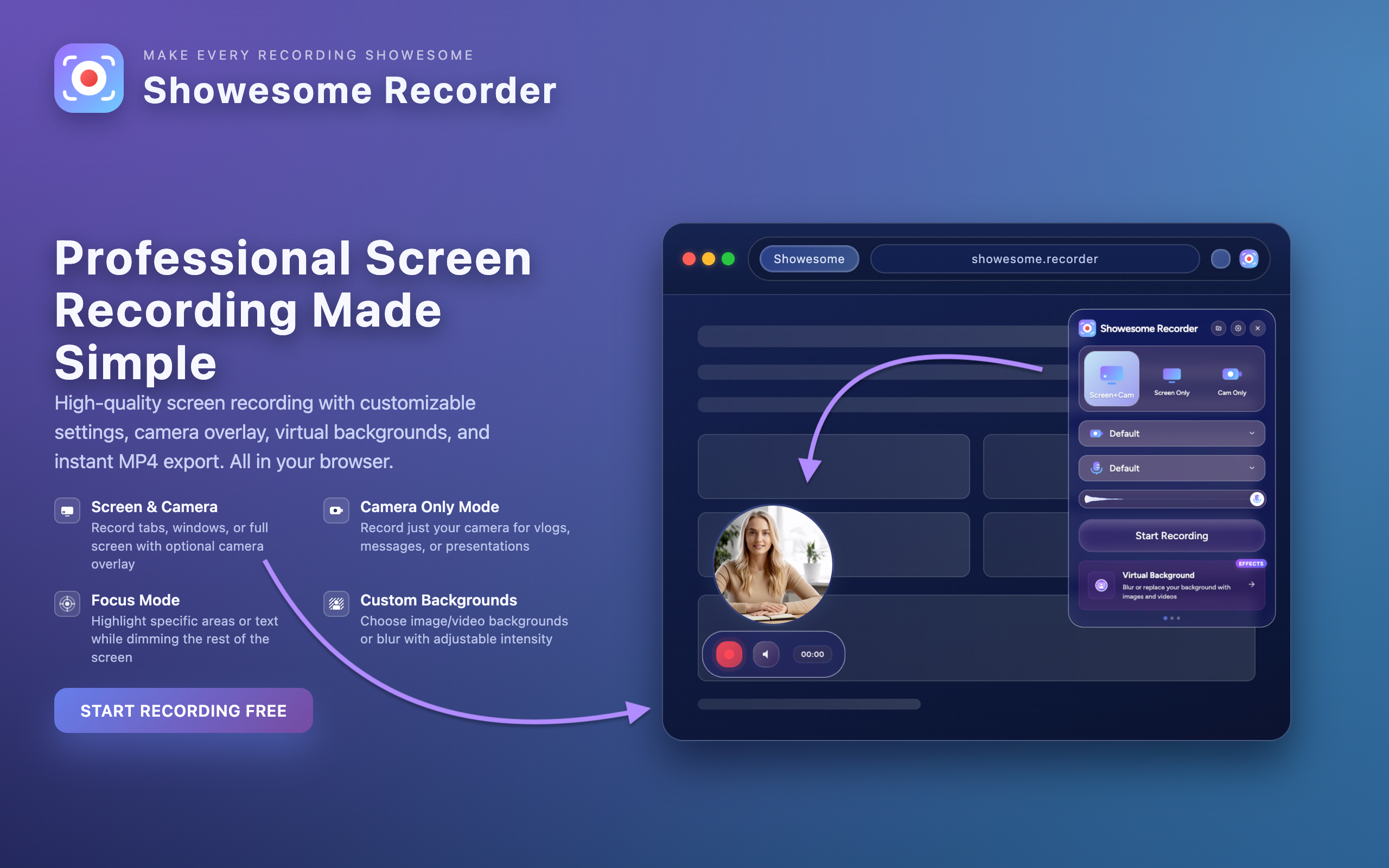 Showesome screen recorder - Screenshot 2 showing product features and functionality