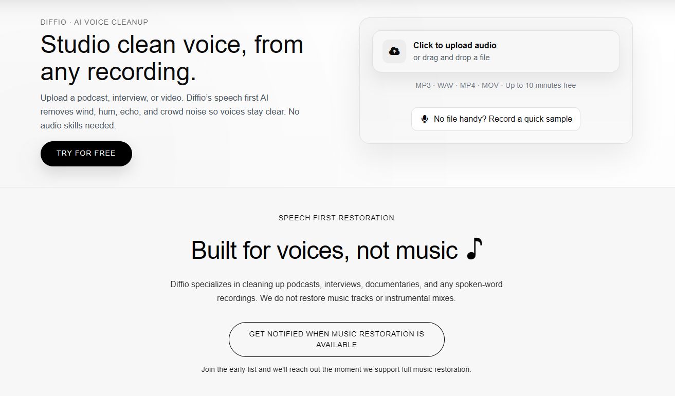 Diffio AI — Audio Restoration gallery image