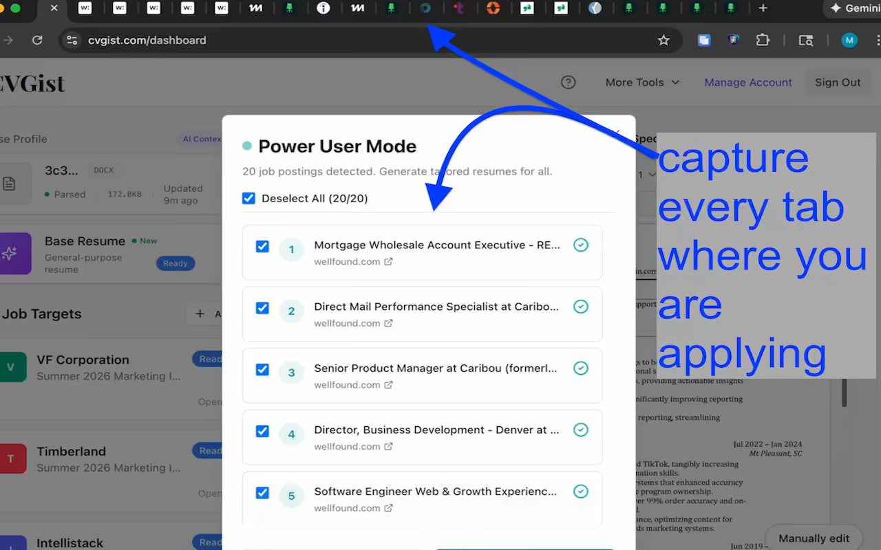 CVGist Multi Resume Generator - Screenshot 2 showing product features and functionality