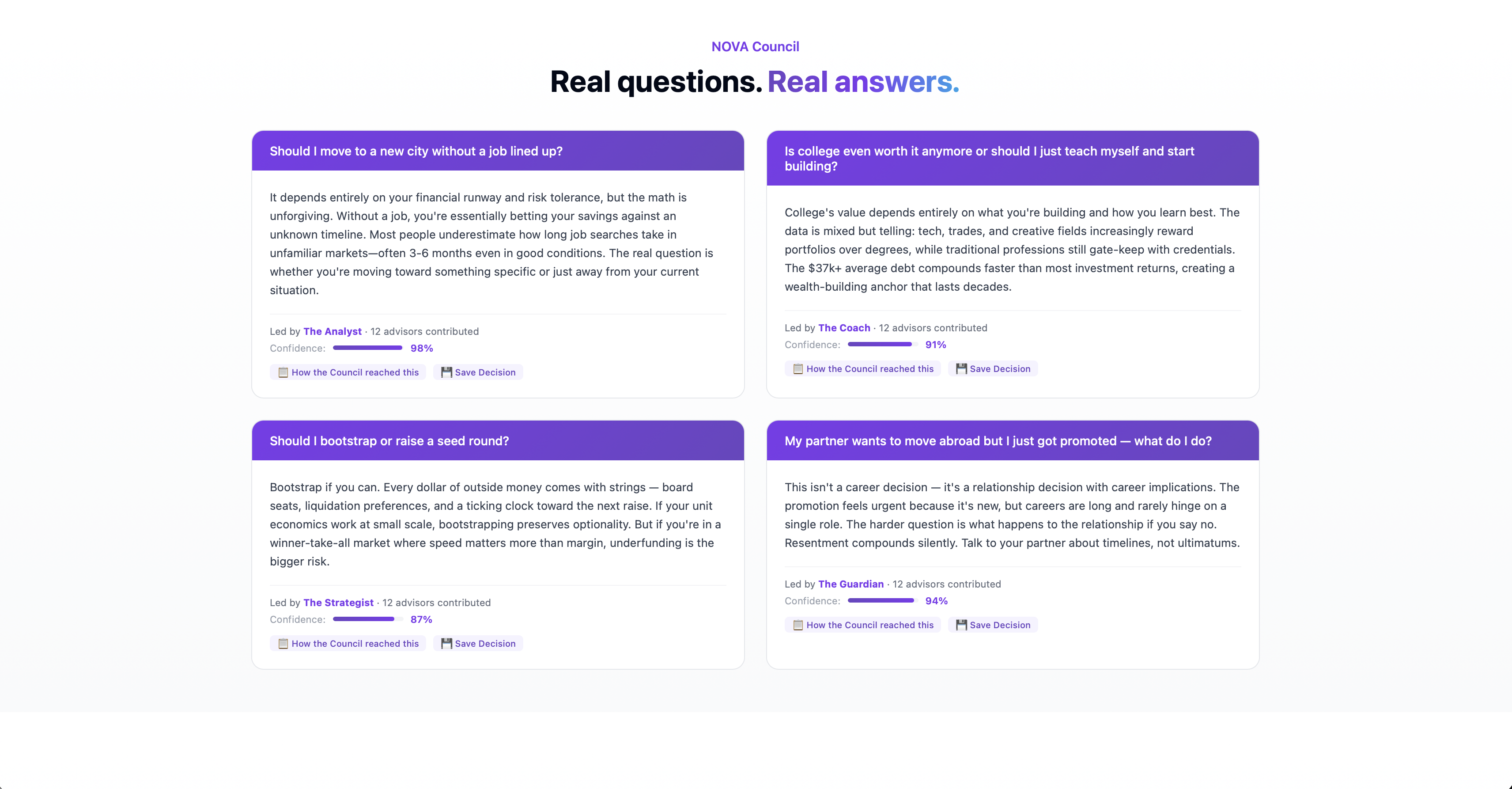 NOVA Council - Screenshot 2 showing product features and functionality