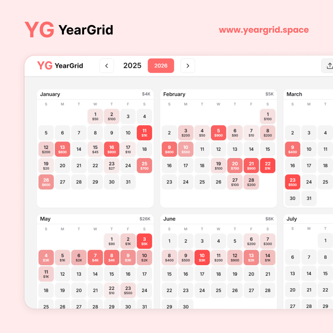 Year Grid - Main product screenshot demonstrating key features and user interface