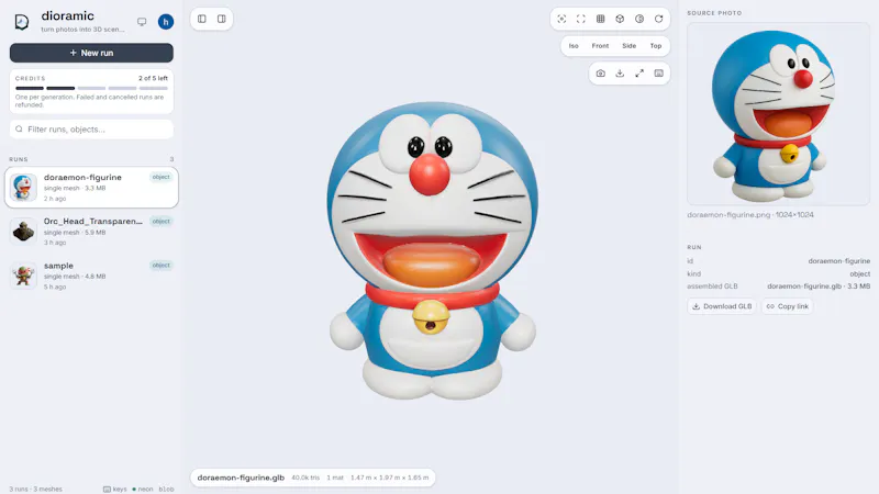 dioramic — turn a photo into a 3D model screenshot 4