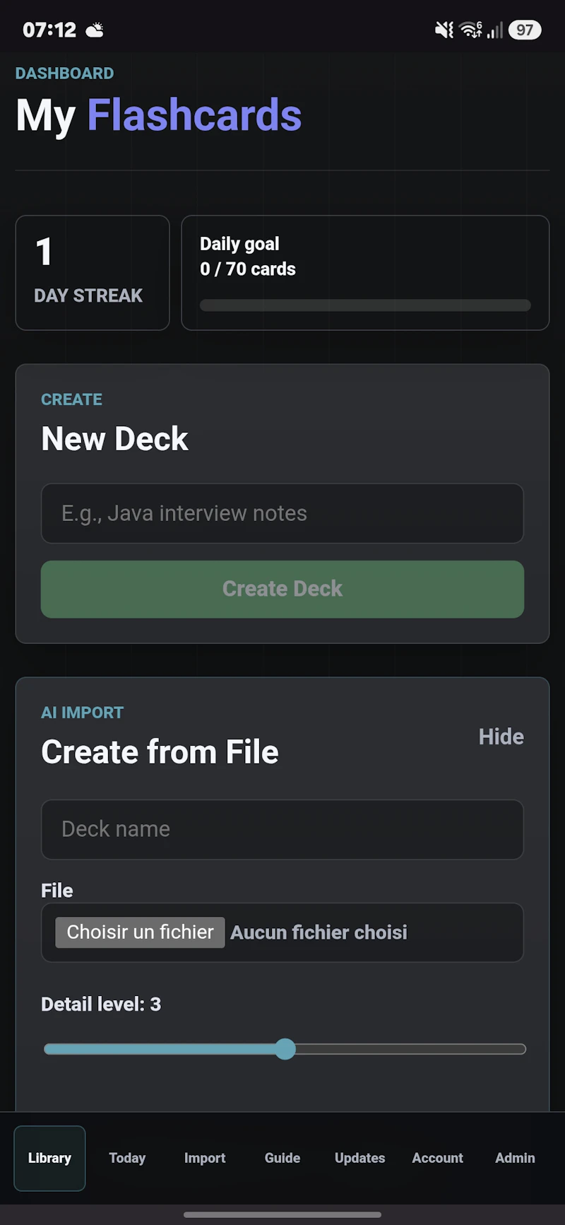 Project flashcards screenshot 3