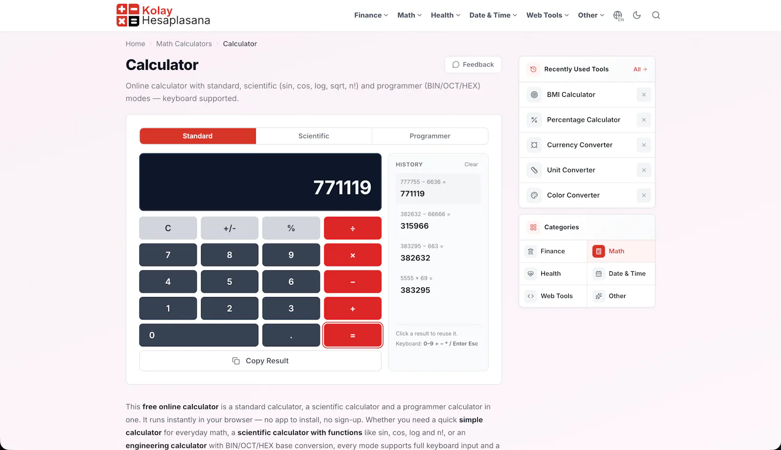 Kolay Hesaplasana screenshot 4