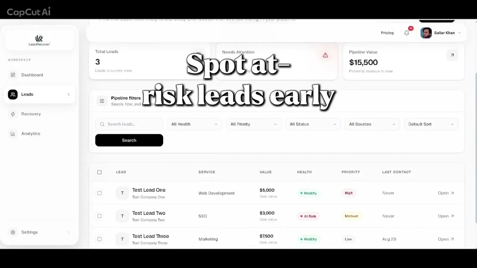 LeadRecover screenshot 1 (video preview)