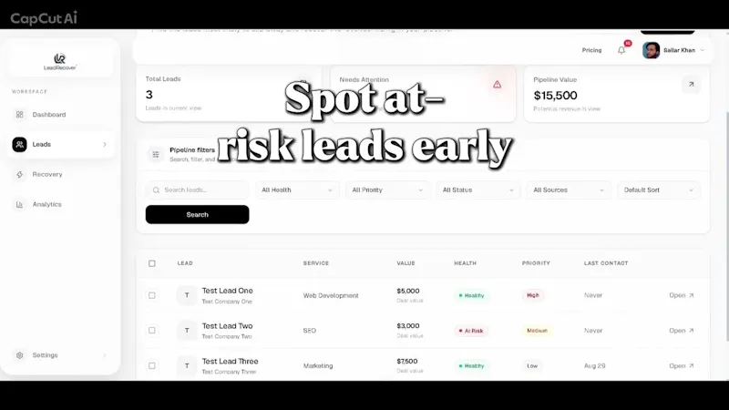 LeadRecover screenshot 1 (video preview)
