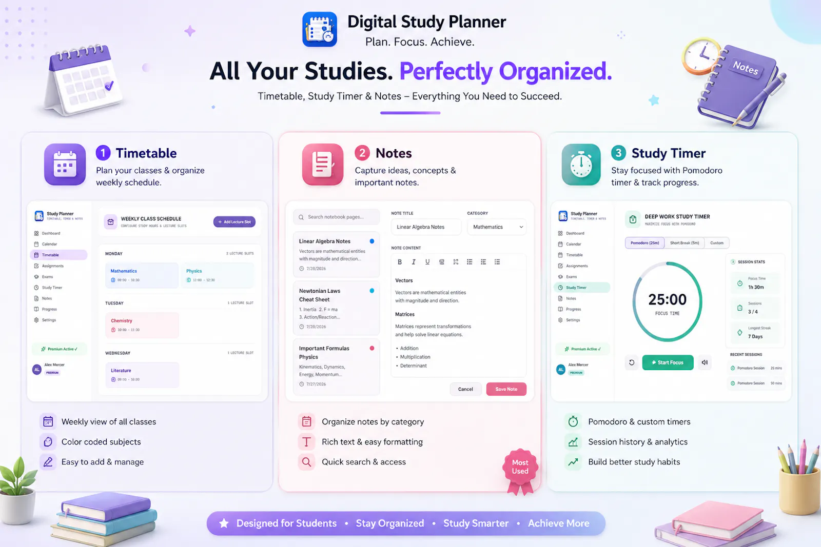 Study Planner - Timetable & Timer screenshot 2
