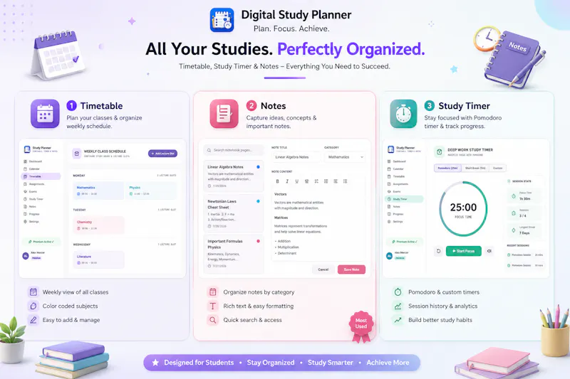 Study Planner - Timetable & Timer screenshot 2