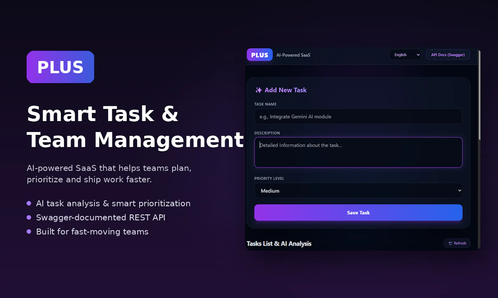 Plus - AI Task & Team SaaS screenshot 1