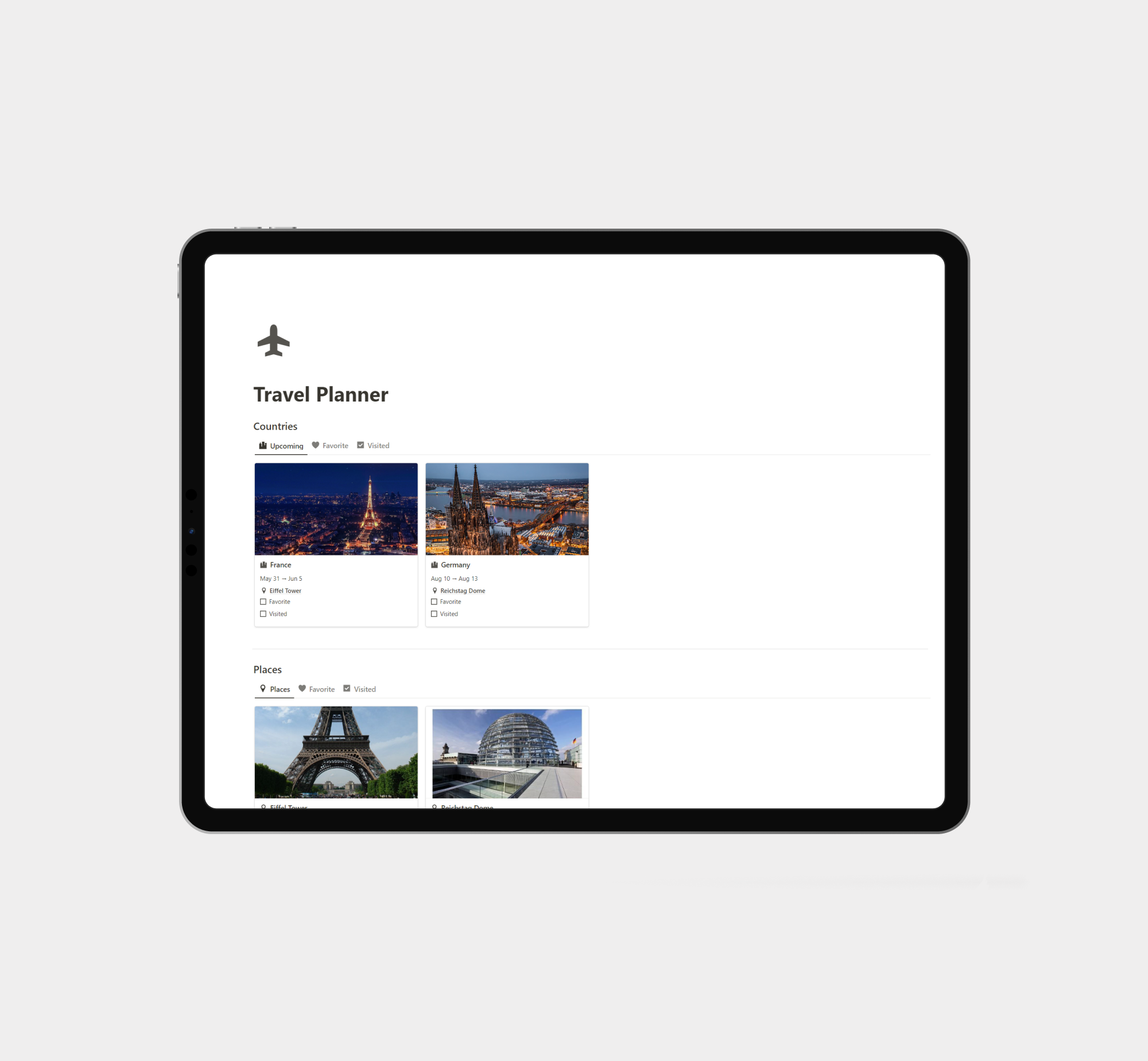 Notion Travel Planner