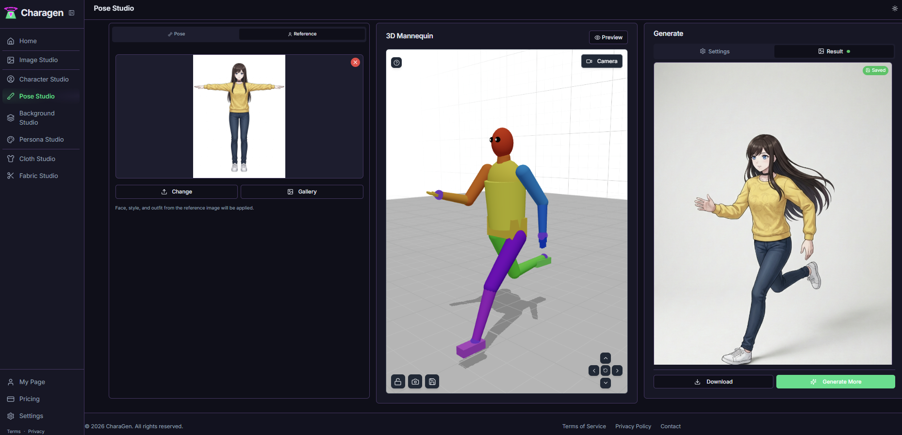Charagen - Main product screenshot demonstrating key features and user interface
