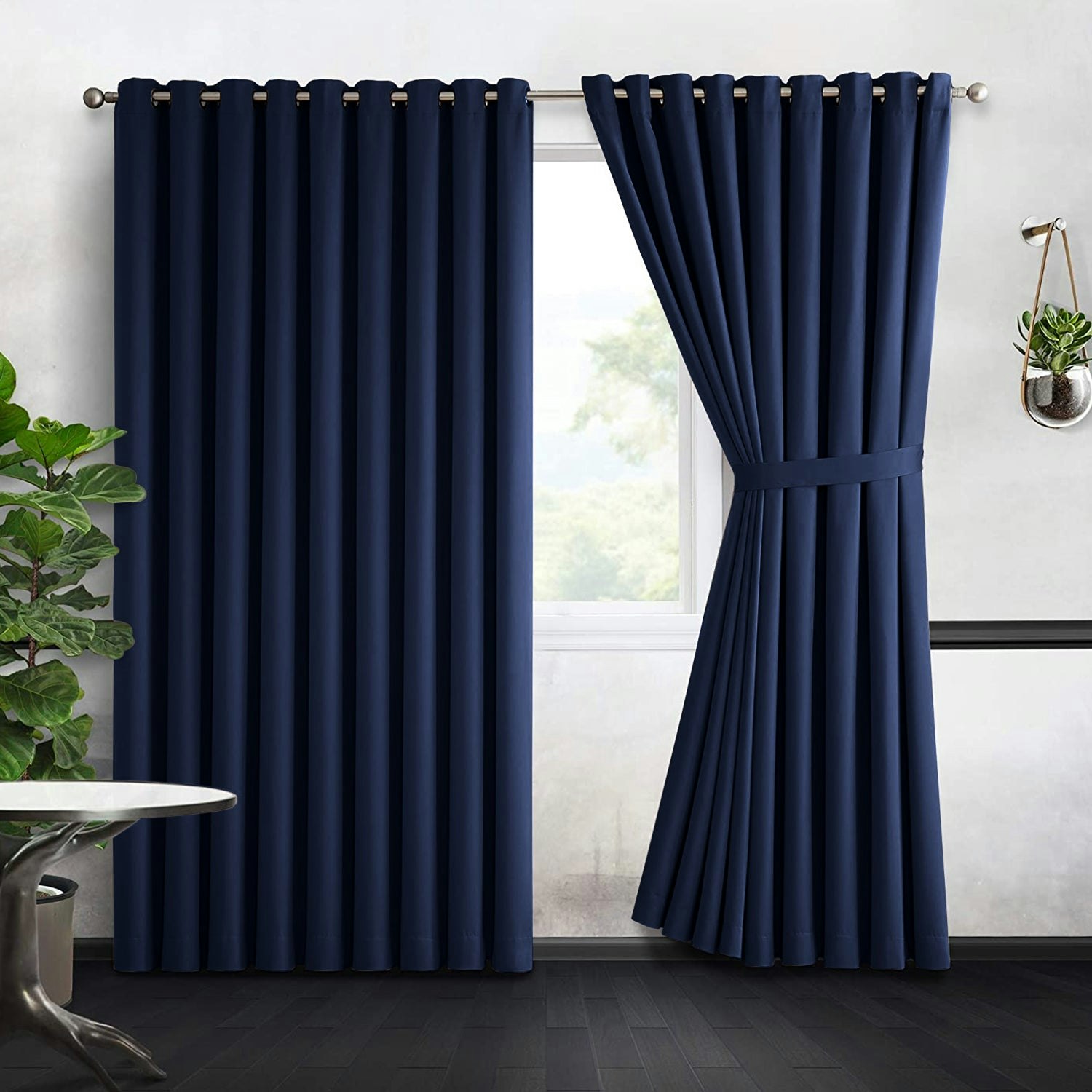 Navy Blackout Eyelet Curtains gallery image