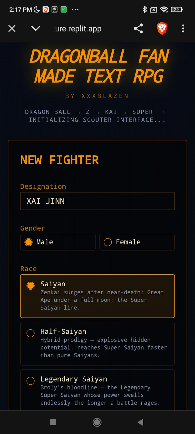 Dbz Fan Made Text RPG by XxxBlazen screenshot 4