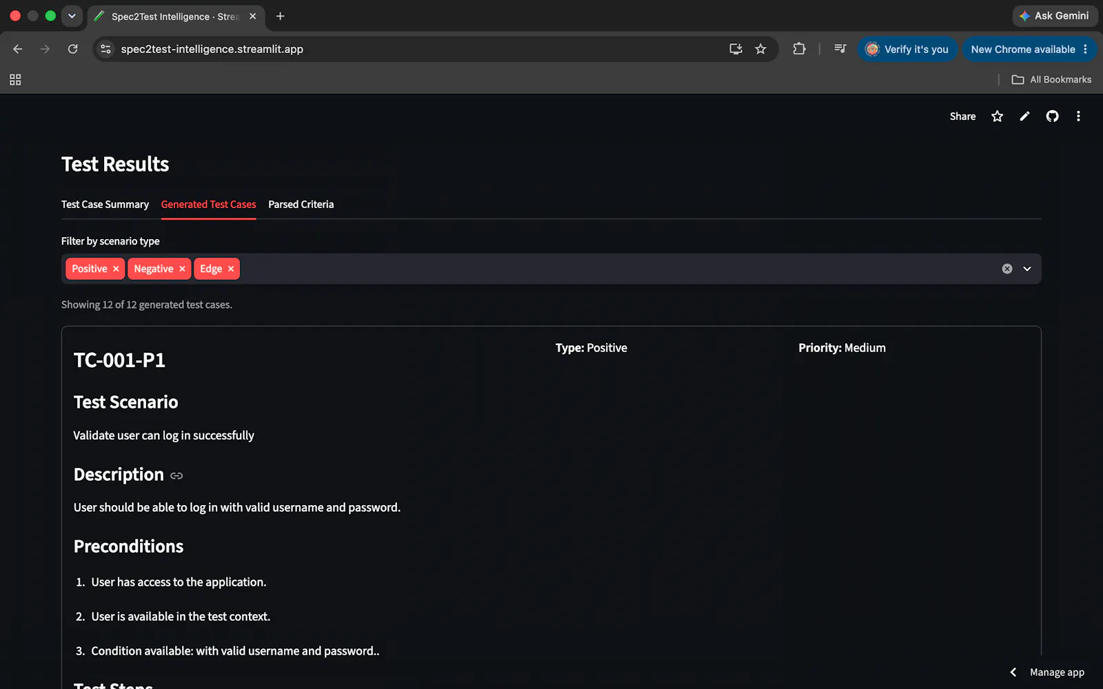 Spec2Test Intelligence screenshot 3