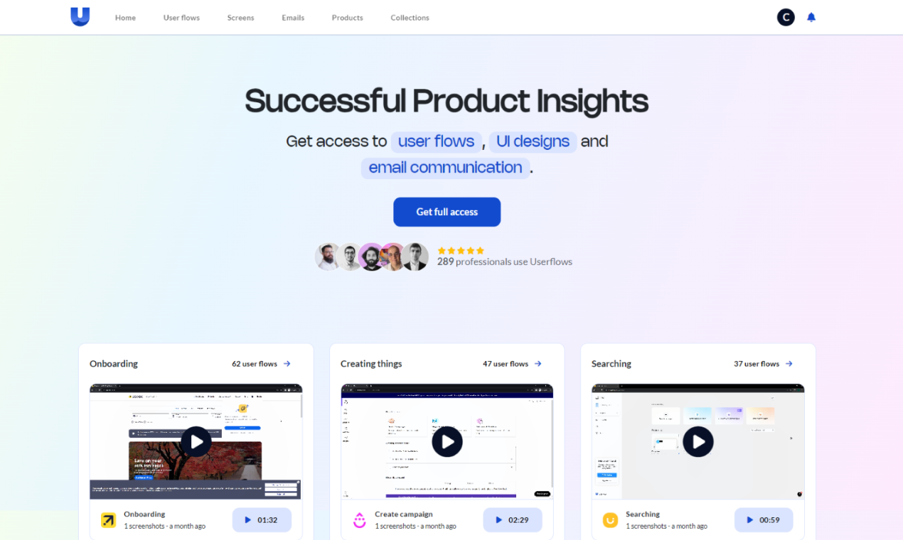 Userflows 2.0 - Ürün Kütüphanesi Kullanıcı akışları, ekran görüntüleri ve e -postalar medya 1