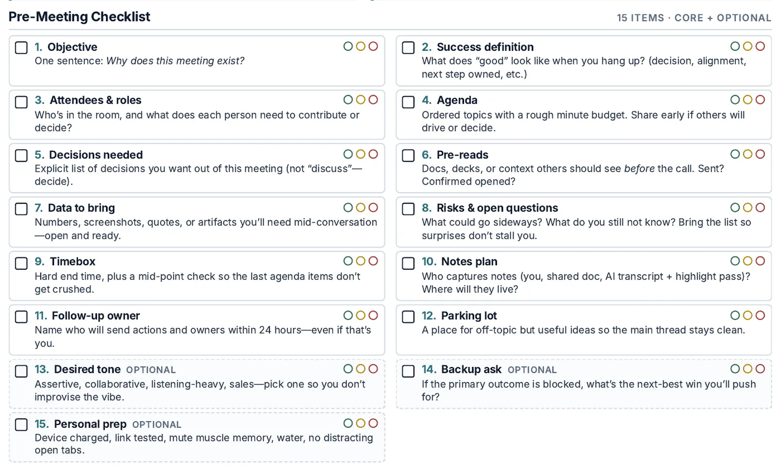 Meeting Prep Checklist screenshot 1