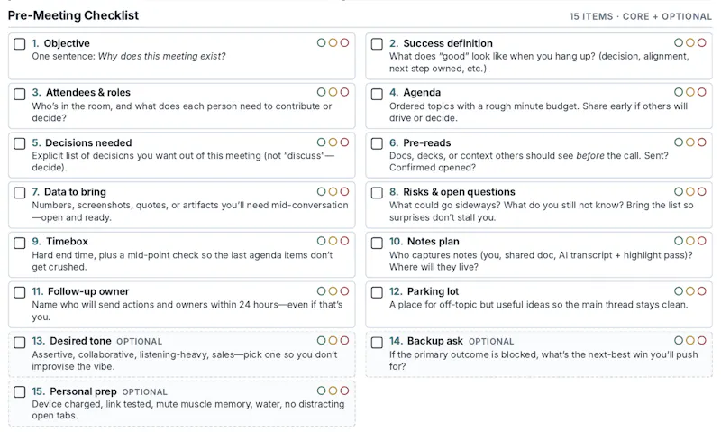 Meeting Prep Checklist screenshot 1