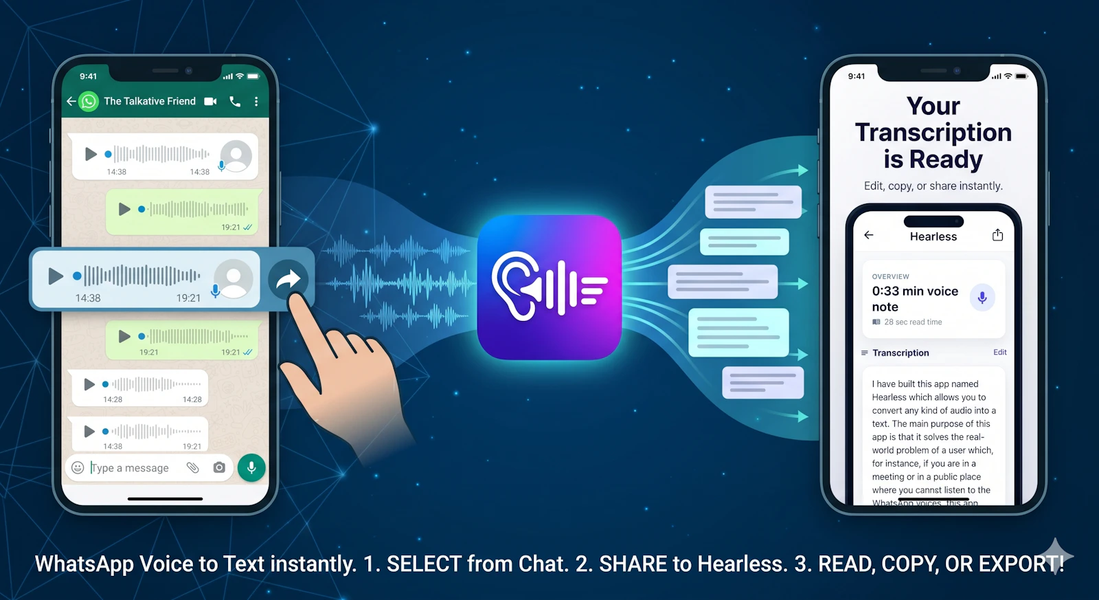 Hearless: Convert Whatsapp Voice to Text screenshot 4