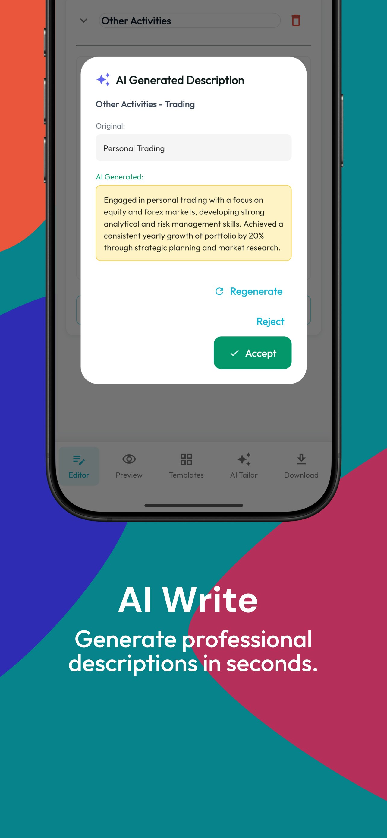 MakeResume - Screenshot 2 showing product features and functionality
