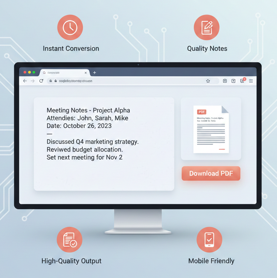 NoteToPDF - Main product screenshot demonstrating key features and user interface