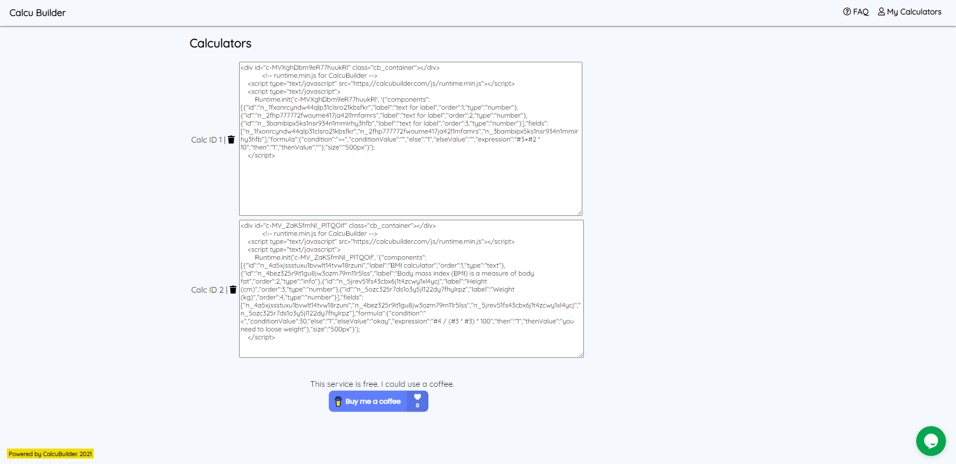 CalcuBuilder - no code web calculators gallery image