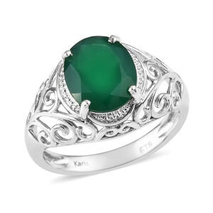 Karis Green Onyx Ring in Platinum